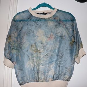 ZARA see-through Floral Shirt